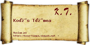 Koós Tímea névjegykártya